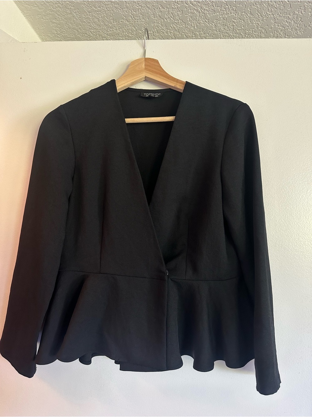 Topshop Black Peplum-Style Blazer Jacket
